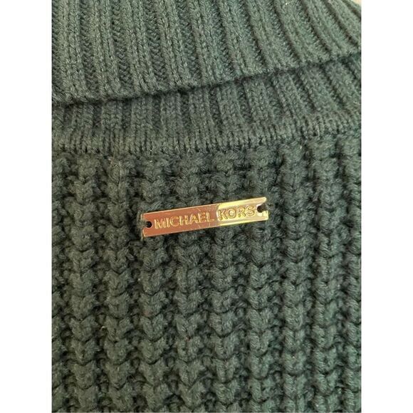 Michael Michael kors green chunky knit cowl neck pocket front sweater - Picture 7 of 10